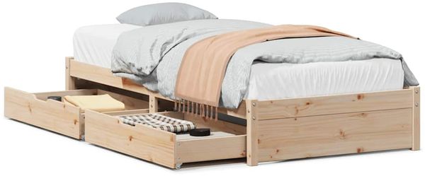 Einzelbetten, Betten für Erwachsene, Massivholzbett ohne Matratze 75x190 cm Kiefernholz de3336