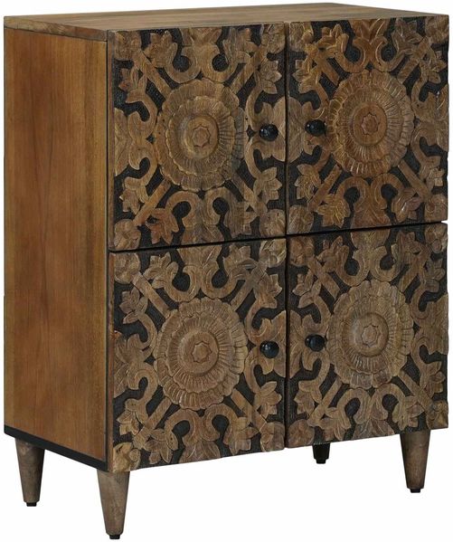 vidaXL Sideboard mit Speicher Braun 60 x 33,5 x 75 cm Massivholz Mango 4018358