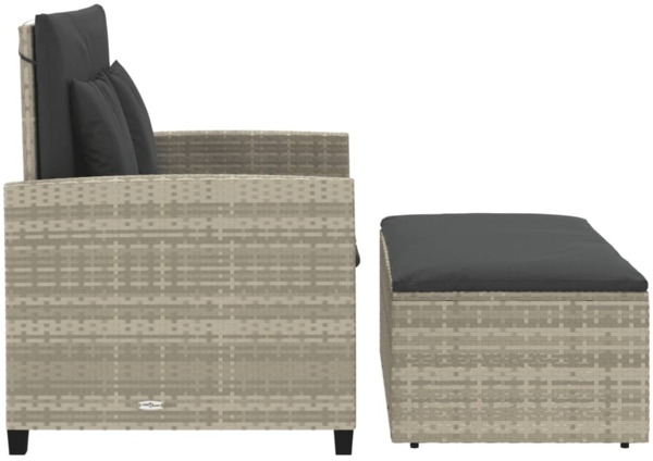 vidaXL Gartensofa mit Kissen 2-Sitzer Hellgrau Poly Rattan 365137 Bild 6