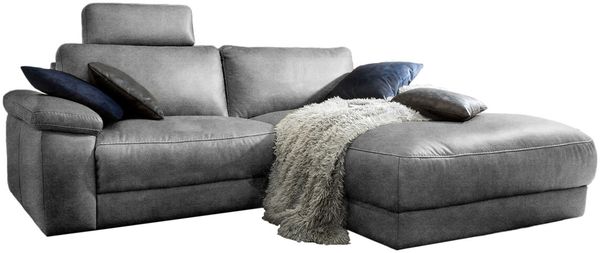 KAWOLA Sofa LOLA Ecksofa Leder grau mit motorischer Relaxfunktion Recamiere rechts 82 x 178 x 233 cm Bild 3
