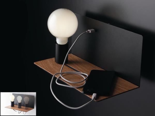 Luce Design Flash AP NER Wandleuchte 1-flammig ECO Light schwarz holz