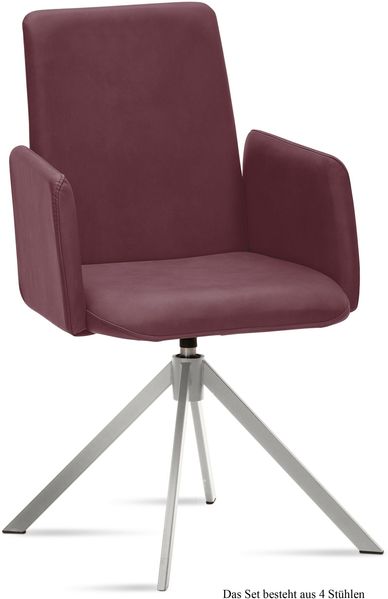 Armlehnstuhl drehbar (4er-Set) Dreama 52x92x60 Edelstahl/Marsala