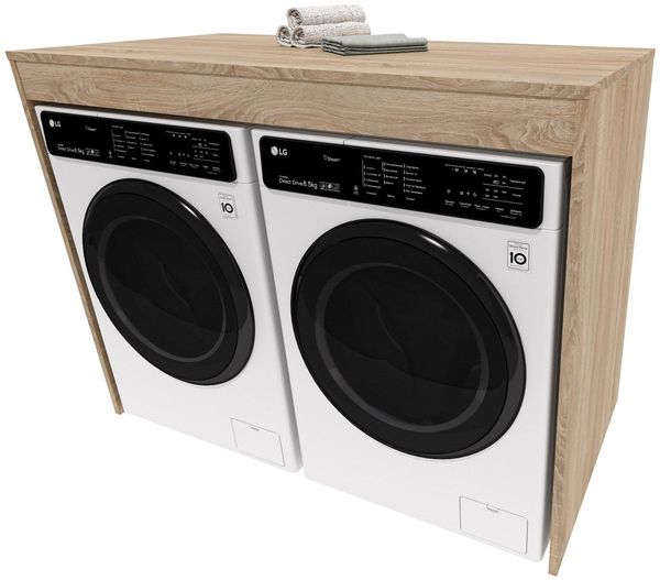Raumhirsch Furniture Waschmaschinenumbauschrank Waschmaschinenschrank für Waschmaschine & Wäschetrockner (7 Farben lieferbar) für zwei Geräte geeignet