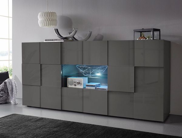 INOSIGN Sideboard Dama Breite 181, Kommode 2 Türen u. 2 Schubkästen, Anrichte, Front in 3D-Optik, viel Stauraum, verschiedene Farben