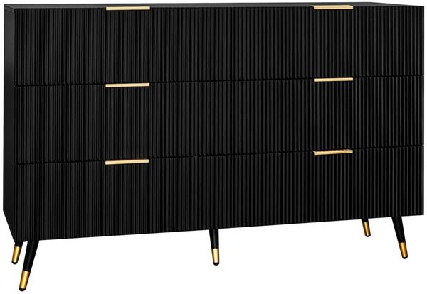 SeedWave Kommode mit 6 Großen Schubladen, Vertikales Wellenmuster mit Goldenen Akzenten, einfache Reinigung, Anti-Kipp-Design, Modernes Luxusdesign