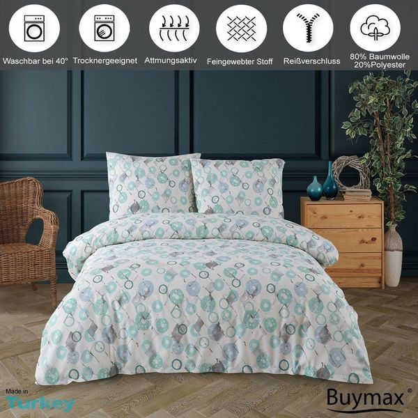Buymax Bettwäsche Ariadne, Baumwollmischung, 4 teilig, Bettbezug-Set 155x220 cm Reißverschluss, 80% Baumwolle, 20% Polyester