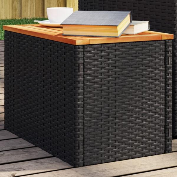 vidaXL Garten-Beistelltische 2 Stk Schwarz 55x34x37cm Poly Rattan Holz 365980