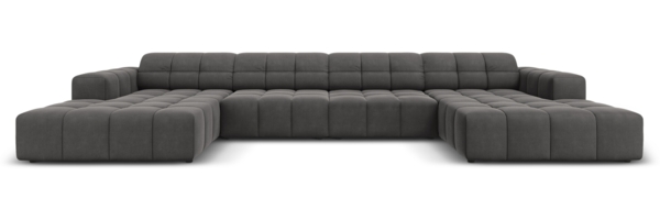 Micadoni Panorama Sofa Jennifer 6-Sitzer Samt Grau