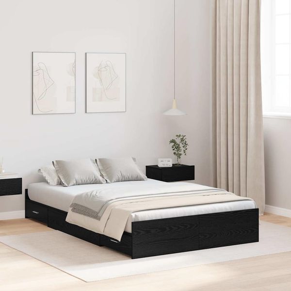 vidaXL Aufbewahrungsbettgestell Schwarz Eichen-Optik 120 x 200 cm 3335302