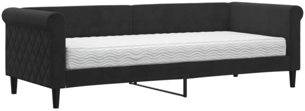 vidaXL Tagesbett mit Matratze Schwarz 80x200 cm Samt 3197744