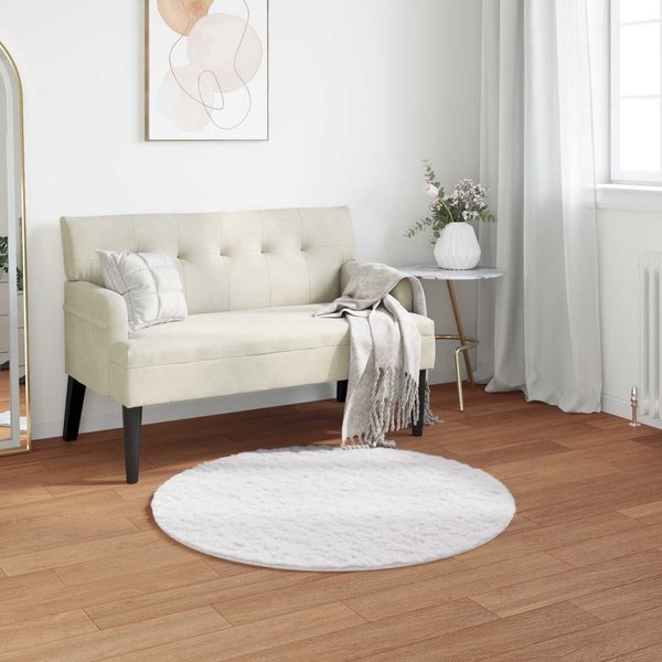 vidaXL Rutschfester Teppich aus Kunstkaninchenfell OLITE Weiß Ø 100 cm 42021624