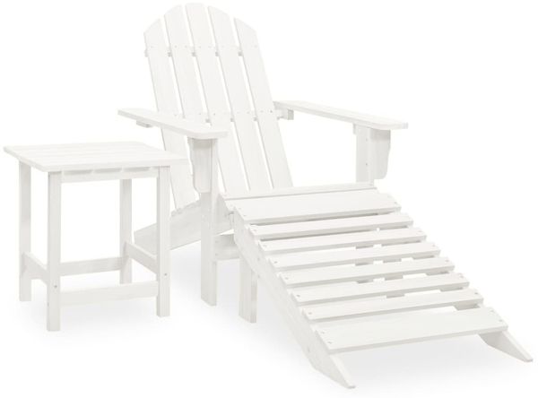 vidaXL Adirondack-Gartenstuhl mit Fußstütze & Tisch Tannenholz Weiß 315929