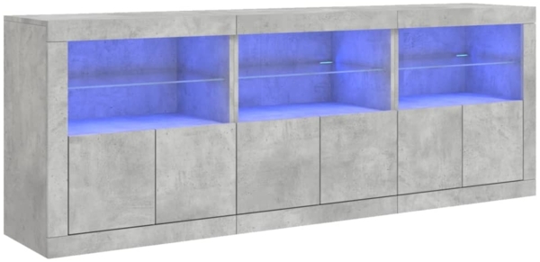 vidaXL Sideboard mit LED-Leuchten Betongrau 181,5x37x67 cm 3209005