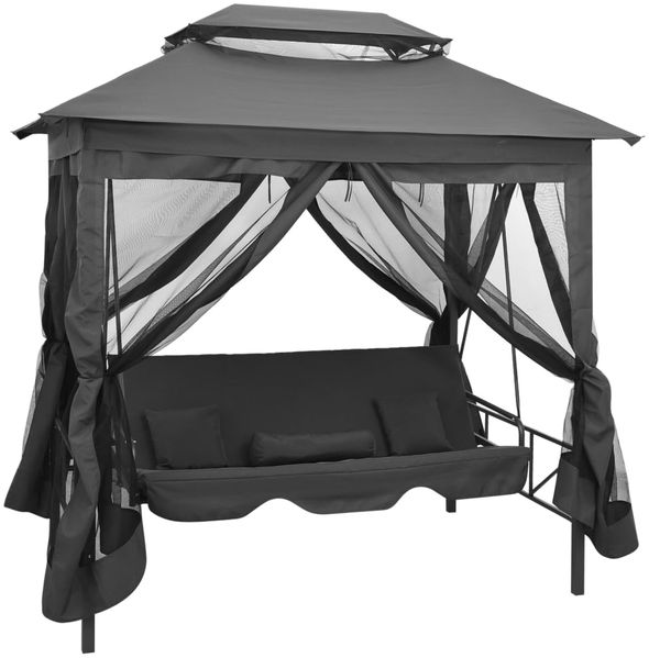 vidaXL Gartenschaukel mit Bettfunktion und Dach, Stahl, 220×160×240 cm