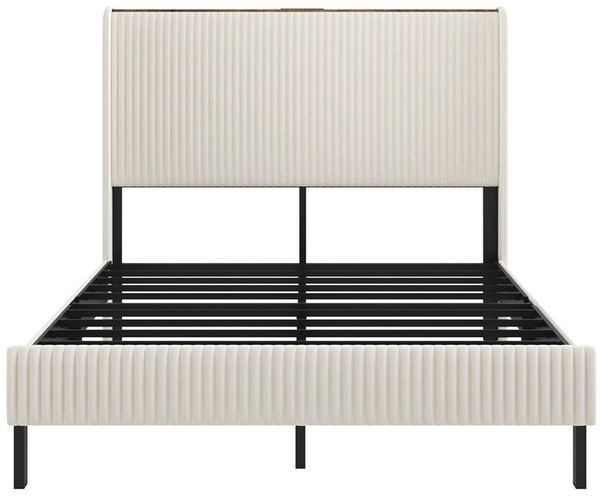 MODFU Polsterbett Gepolstertes Plattformbett mit Stoffköpfchen (Flügelkantendesign – rutschfest & geräuscharm. Robuste Metalllatten, 1-tlg, 180*200)