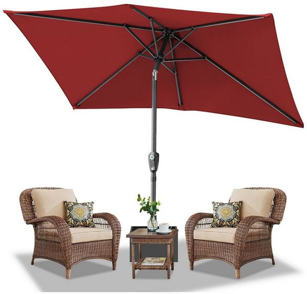 Clanmacy Sonnenschirm Sonnenschirm 200x300cm knickbar Balkonschirm Gartenschirm UV50+ Rot, LxB: 300x200 cm, Stabiler knickbar/für Garten, Balkon, Terasse/Sonnenschutz