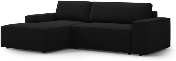 Micadoni Schlaf-Ecksofa Jodie 3-Sitzer Links Strukturierter Stoff Schwarz Bild 2