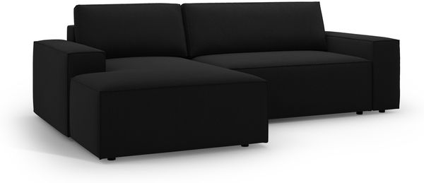 Micadoni Schlaf-Ecksofa Jodie 3-Sitzer Links Strukturierter Stoff Schwarz Bild 6