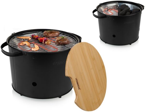 Princess Elektro- oder Holzkohlegrill , Metall Schwarz, 32cm, 1400 Watt
