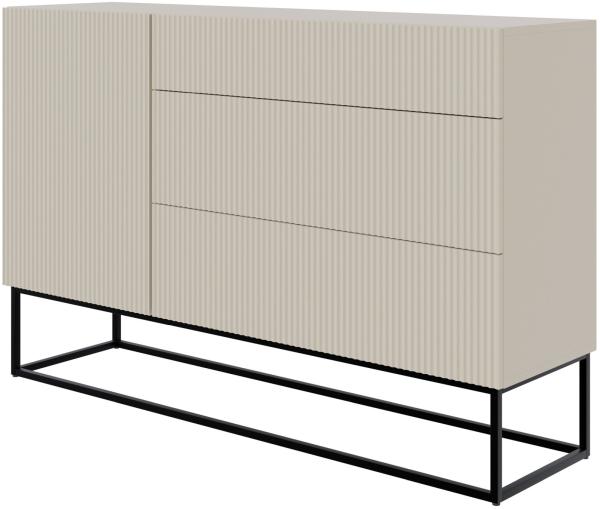 Selsey 'Veldio' Sideboard mit Schubladen, graubeige mit schwarzem Metallgestell, ca. 90 x 140 x 38 cm