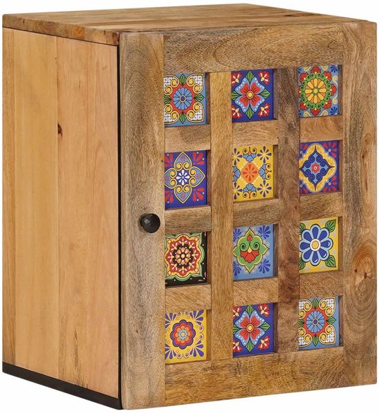 vidaXL Badezimmer Hängeschrank Natur 38 x 33 x 48 cm Massivholz Mango 4018280