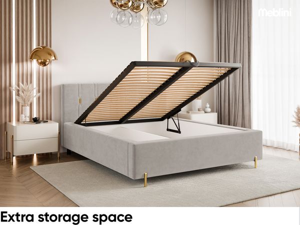 MEBLINI Polsterbett 120x200 ohne Lattenrost ohne Matratze – FABIO – Taupe Samt – Doppelbett ohne Bettkasten - Stauraumbett - Kopfteil Bett ohne Stauraum Bild 6