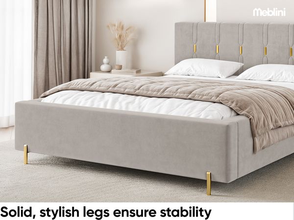 MEBLINI Polsterbett 120x200 ohne Lattenrost ohne Matratze – FABIO – Taupe Samt – Doppelbett ohne Bettkasten - Stauraumbett - Kopfteil Bett ohne Stauraum Bild 5