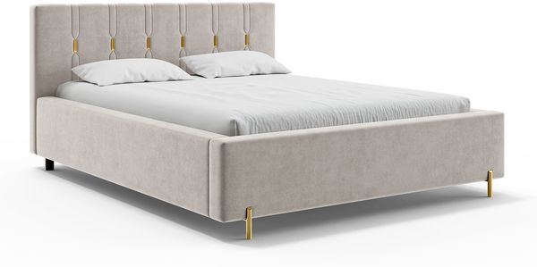 MEBLINI Polsterbett 120x200 ohne Lattenrost ohne Matratze – FABIO – Taupe Samt – Doppelbett ohne Bettkasten - Stauraumbett - Kopfteil Bett ohne Stauraum Bild 2