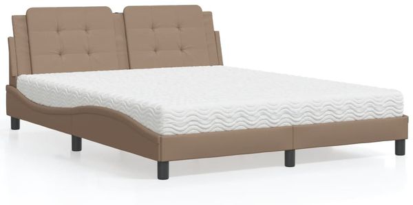 vidaXL Bett mit Matratze "Zadar" Cappuccino-Braun 160x200 cm Kunstleder 3208877