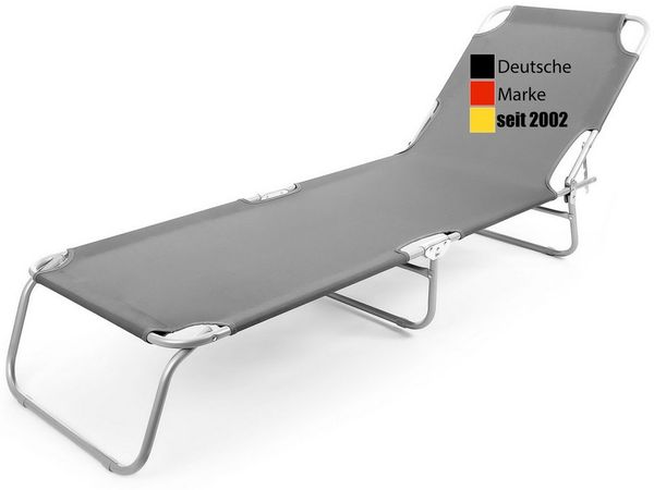 BigDean Sonnenliege klappbar 150 kg belastbar mit 4-Fach Verstellbarer Rückenlehne – hochwertige Gartenliege für Balkon, Garten & Strand - dunkelgrau