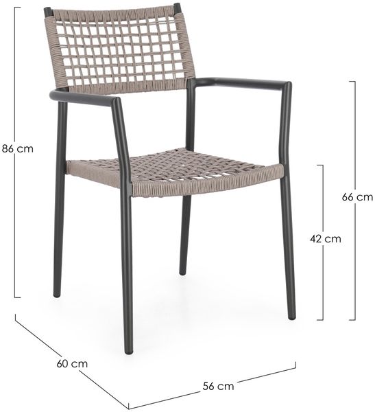 Gartenstuhl Atela aus Aluminium, modernes Design, stapelbar, Taupe Anthrazit, Outdoor