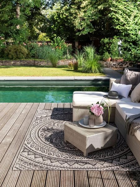 benuta Outdoorteppich Cleo, rechteckig, Höhe: 5 mm, Teppich Wohnzimmer, Schlafzimmer, Esszimmer, Flur, Kunstfaser, Cozy