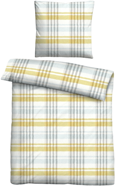 Traumhaft schlafen - Castell - Markenbettwäsche Baumwoll Seersucker Bettwäsche 0020373 KARO, gelb, 1x 155x220 cm + 1x 80x80 cm
