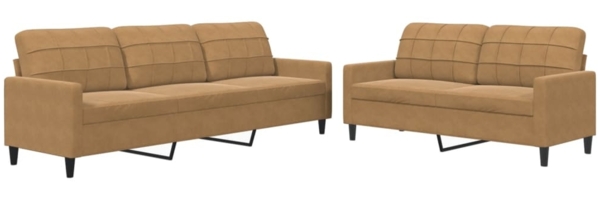 vidaXL 2-tlg. Sofagarnitur mit Kissen Braun Samt 3278478