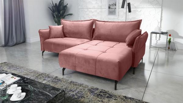 Ecksofa Schlafsofa Sofa VICTORIA Stoff Element Altrosa Ottomane Rechts