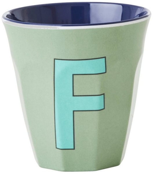 Rice Two Tone Khaki Melamin Becher Buchstabe F