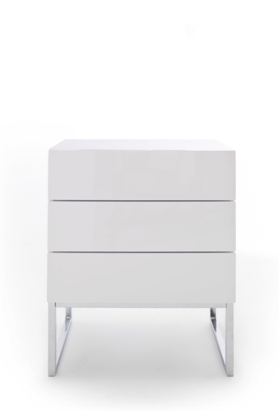 Nola II Nachttisch - Weiß Hochglanz lackiert