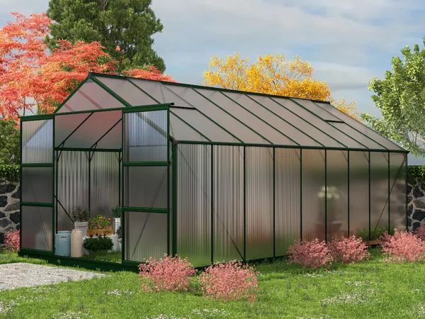 Vente-unique - IXORA Gewächshaus Plastik Grün - B 543 cm x H 157 cm x L 303 cm
