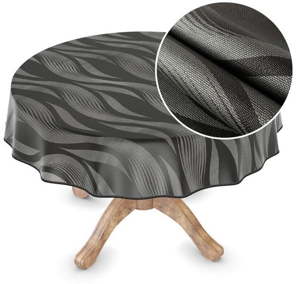 ANRO Tischdecke Besonders Feine Wachstuchtischdecke Premium Gartentischdecke (Einzelstück 1-tlg), Prägung Rund 100cm wasserabweisend mit Saum