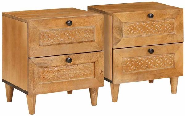 vidaXL Nachttisch 2 pcs Hellbraun 40 x 33 x 46 cm Massivholz Akazie 4018079