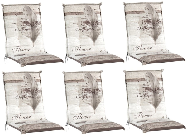 GO-DE Polsterauflage BEACHHOUSE, B 50 x L 110 cm, Beige, 6er Set, (Set, 6 St), Gartenstuhlauflagen für Mittellehnstühle