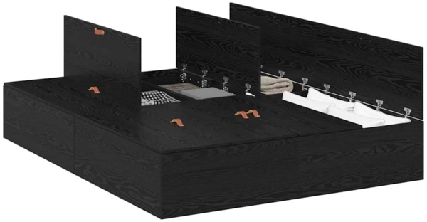 vidaXL Aufbewahrungsbettgestell Schwarz Eichen-Optik 135 x 190 cm 3335438 Bild 2