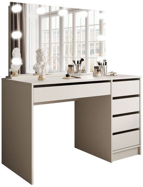 yourhouse24 Schminktisch MADI ELITE Frisiertisch Kommode mit LED-Beleuchtung Spiegel, Schublade