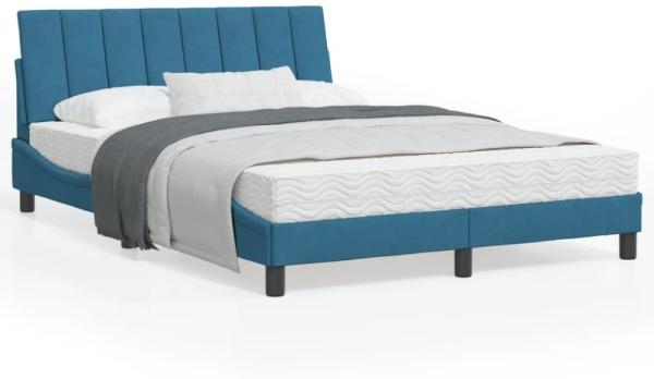 vidaXL Bettgestell ohne Matratze "Hanko" Blau 140x200 cm Samt 3207853