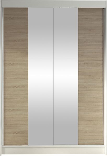Kleiderschrank Lino II, ohne Beleuchtung, Farbe: Weiß / Sonoma Eiche