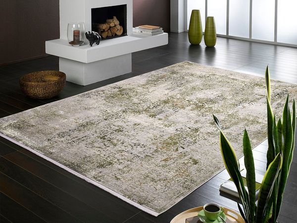 OCI DIE TEPPICHMARKE Teppich BESTELLER CAVA, rechteckig, Höhe: 8 mm, Glanz Viskose, mit Fransen, Hoch Tief Struktur, Vintage, Wohnzimmer