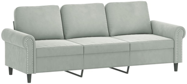 vidaXL 3-tlg. Sofagarnitur mit Kissen Hellgrau Samt 3202260 Bild 3