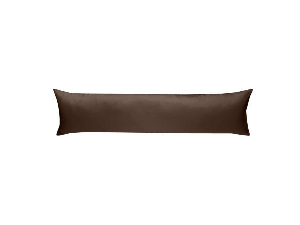 Mako Satin Seitenschläferkissen Bezug uni / einfarbig dunkelbraun 40x200 cm