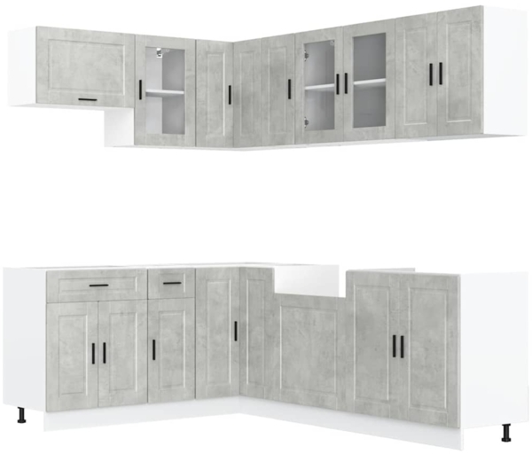 vidaXL 11-tlg. Küchenschrank-Set Porto Betongrau Holzwerkstoff 3314905
