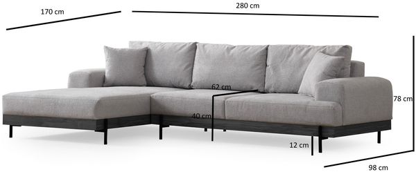 Ecksofa, 'Eti', 78 x 170 x 280, Grau Bild 9